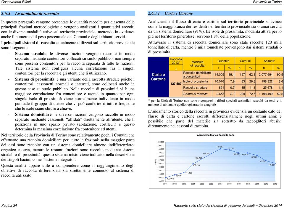 modalità attive sul territorio provinciale, mettendo in evidenza anche il numero ed il peso percentuale dei Comuni e degli abitanti serviti.