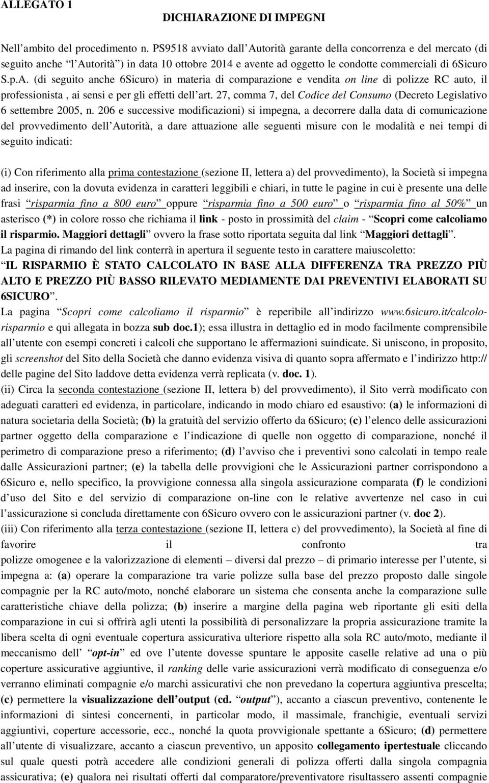 27, comma 7, del Codice del Consumo (Decreto Legislativo 6 settembre 2005, n.