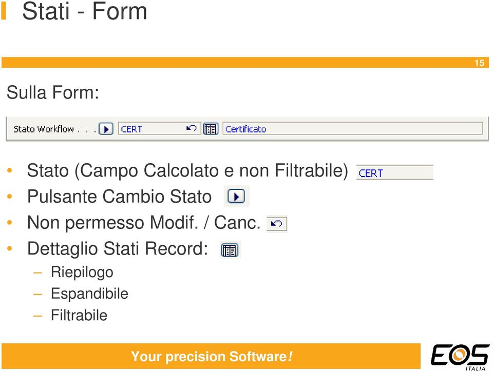 Stato Non permesso Modif. / Canc.