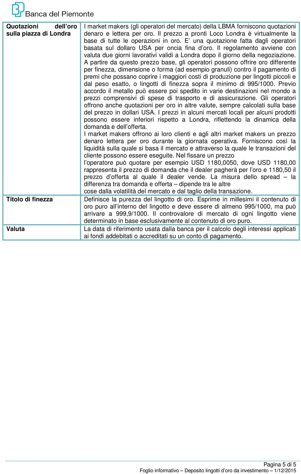 Il regolamento avviene con valuta due giorni lavorativi validi a Londra dopo il giorno della negoziazione.