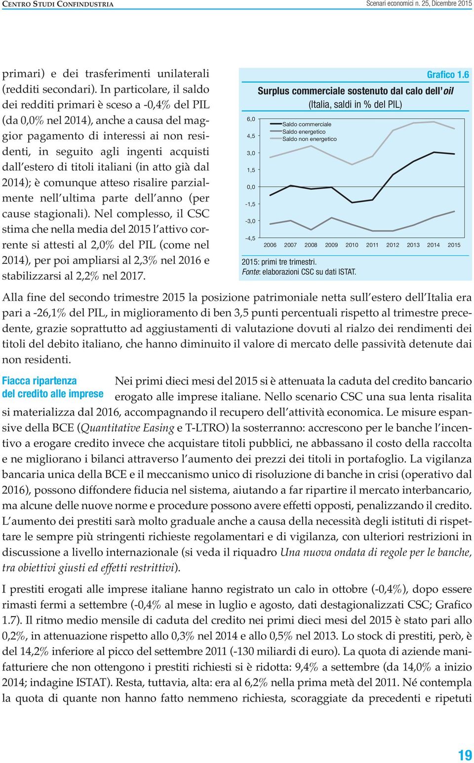 estero di titoli italiani (in atto già dal 2014); è comunque atteso risalire parzialmente nell ultima parte dell anno (per cause stagionali).