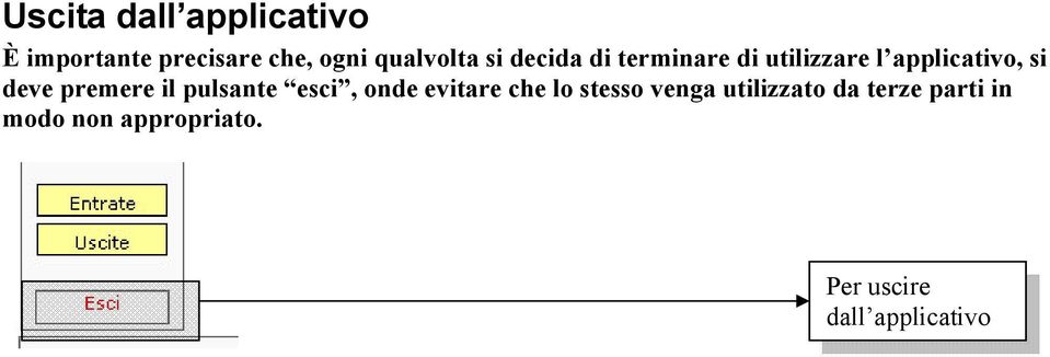 deve premere il pulsante esci, onde evitare che lo stesso venga