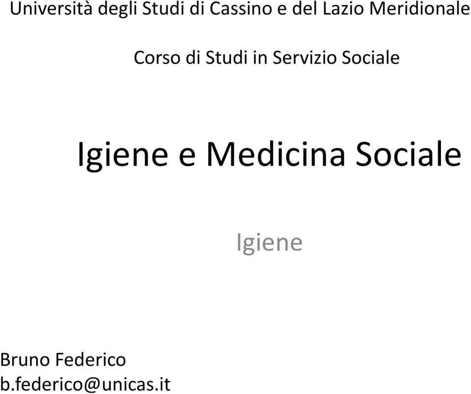 Servizio Sociale Igiene e Medicina