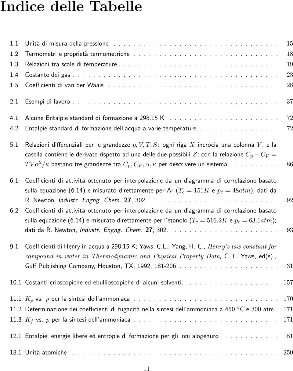 1 Esempi di lavoro......................................... 37 4.1 Alcune Entalpie standard di formazione a 298.15 K...................... 72 4.