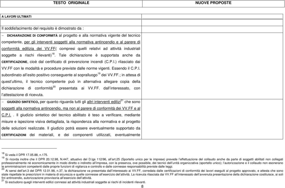 Tale dichiarazione è supportata anche da CERTIFICAZIONE, cioè dal certificato di prevenzione incendi (C.P.I.) rilasciato dai VV.FF con le modalità e procedure previste dalle norme vigenti.