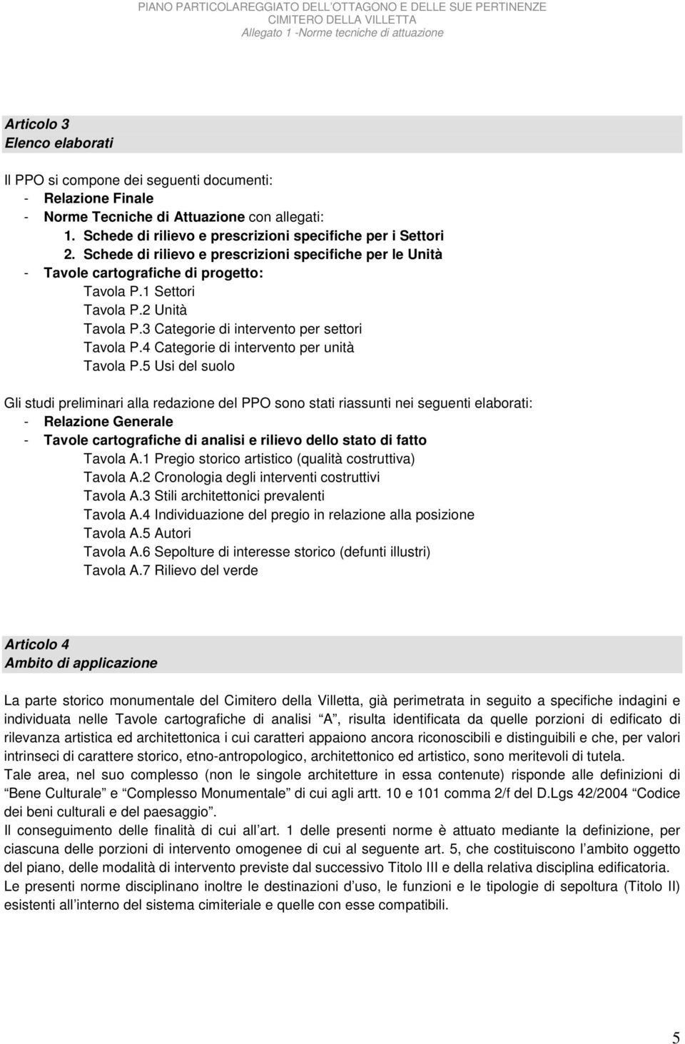 4 Categorie di intervento per unità Tavola P.