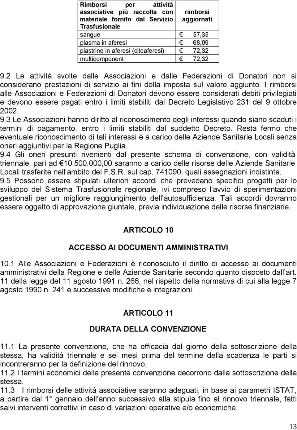 I rimborsi alle Associazioni e Federazioni di Donatori devono essere considerati debiti privilegiati e devono essere pagati entro i limiti stabiliti dal Decreto Legislativo 231 del 9 