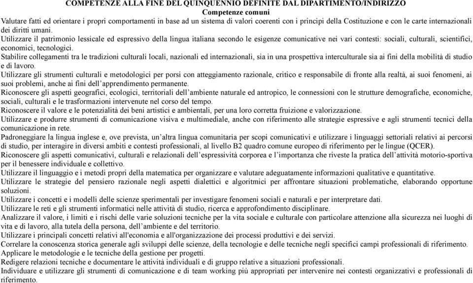 Utilizzare il patrimonio lessicale ed espressivo della lingua italiana secondo le esigenze comunicative nei vari contesti: sociali, culturali, scientifici, economici, tecnologici.