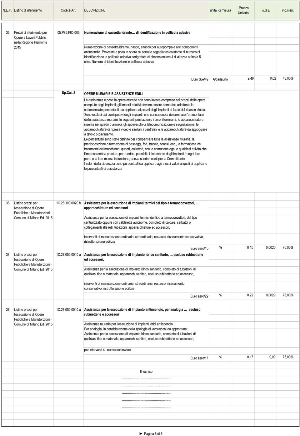 Provvista e posa in opera su cartello segnaletico esistente di numero di identificazione in pellicola adesiva serigrafata di dimensioni cm 4 di altezza e fino a 5 cifre.