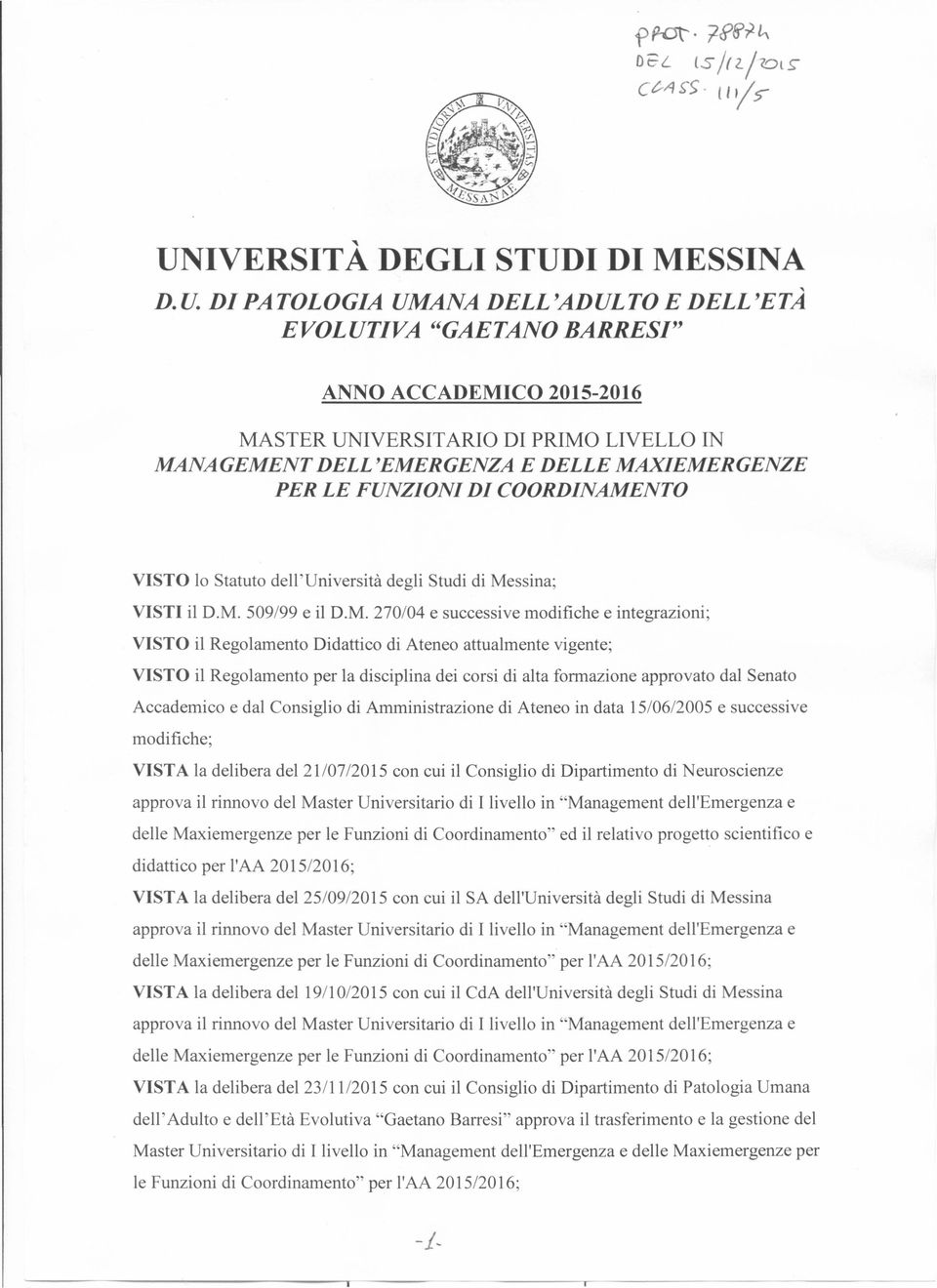 I DI MESSINA D.U.