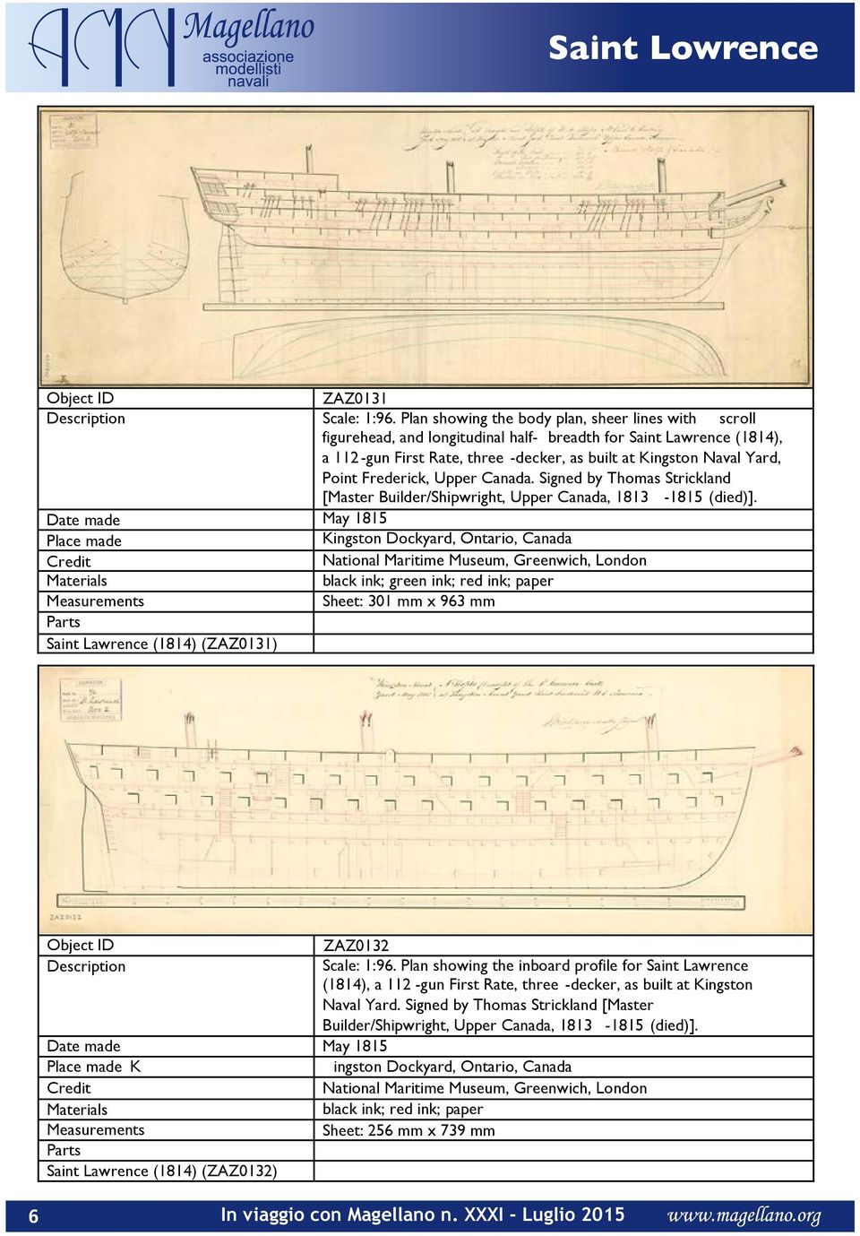 Frederick, Upper Canada. Signed by Thomas Strickland [Master Builder/Shipwright, Upper Canada, 1813-1815 (died)].