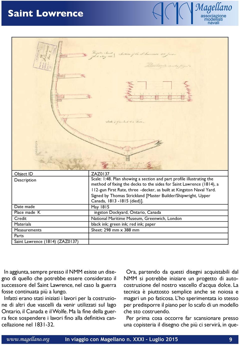 Signed by Thomas Strickland [Master Builder/Shipwright, Upper Canada, 1813-1815 (died)].