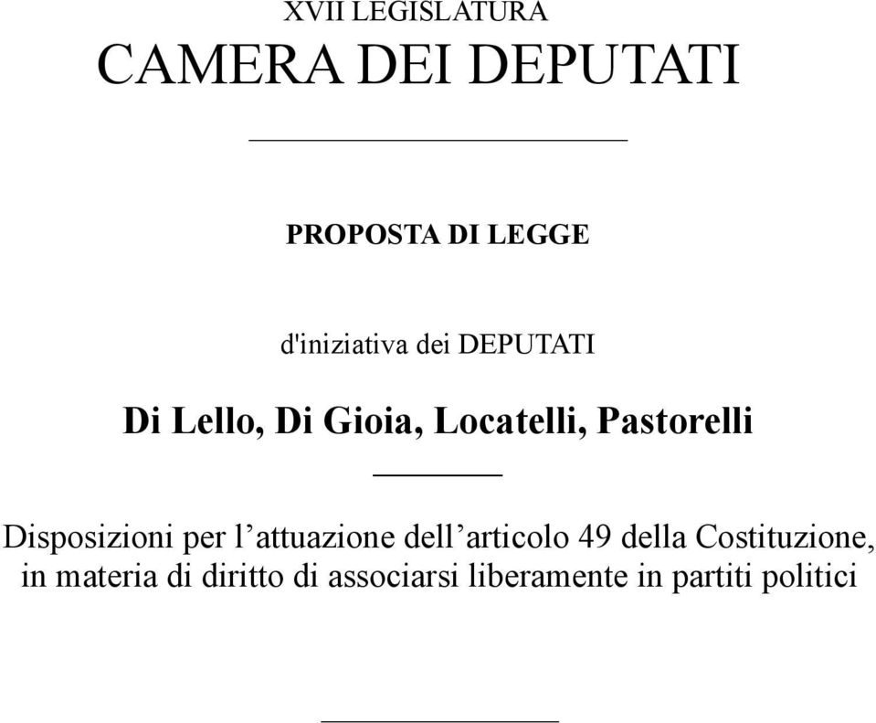 Pastorelli Disposizioni per l attuazione dell articolo 49 della