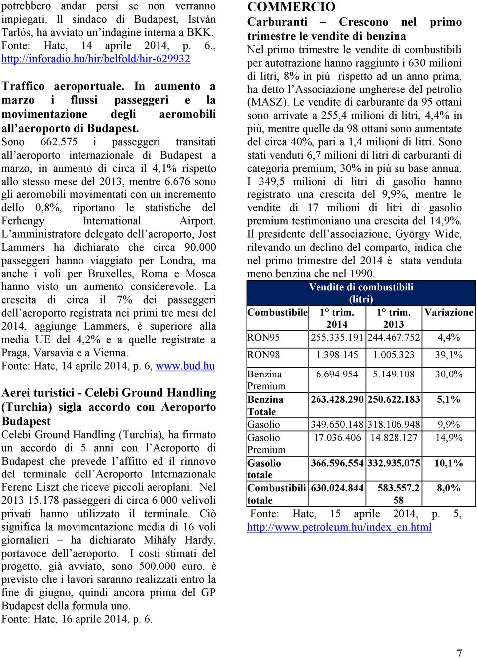 575 i passeggeri transitati all aeroporto internazionale di Budapest a marzo, in aumento di circa il 4,1% rispetto allo stesso mese del 2013, mentre 6.