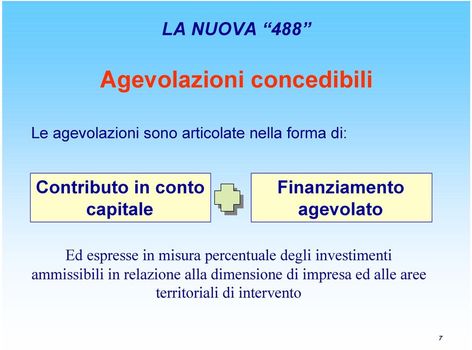 espresse in misura percentuale degli investimenti ammissibili in