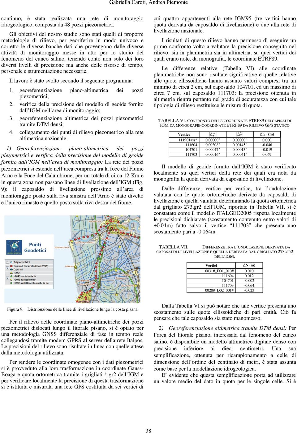 monitoraggio messe in atto per lo studio del fenomeno del cuneo salino, tenendo conto non solo dei loro diversi livelli di precisione ma anche delle risorse di tempo, personale e strumentazione