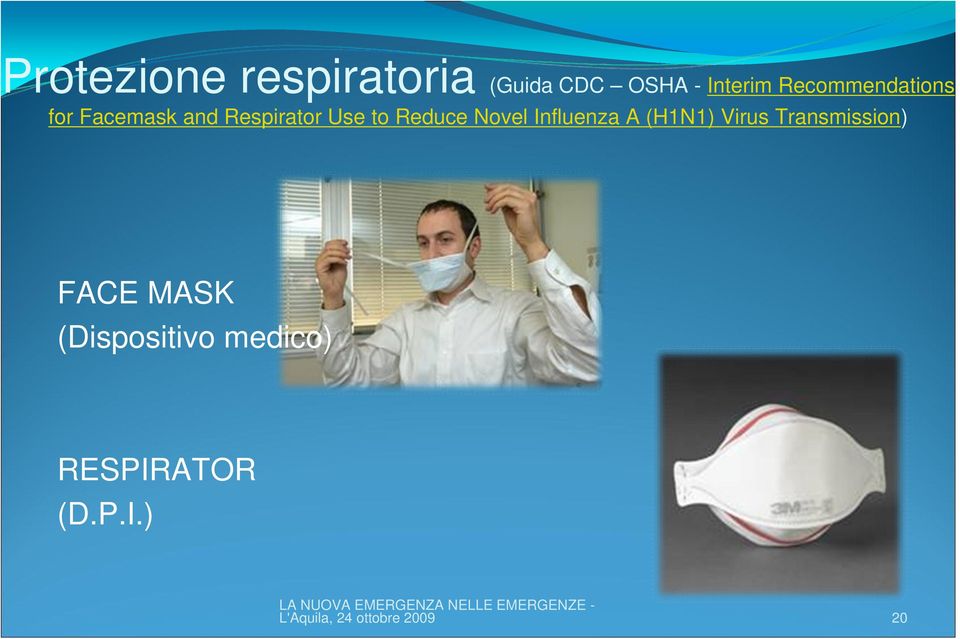 Novel Influenza A (H1N1) Virus Transmission) FACE MASK