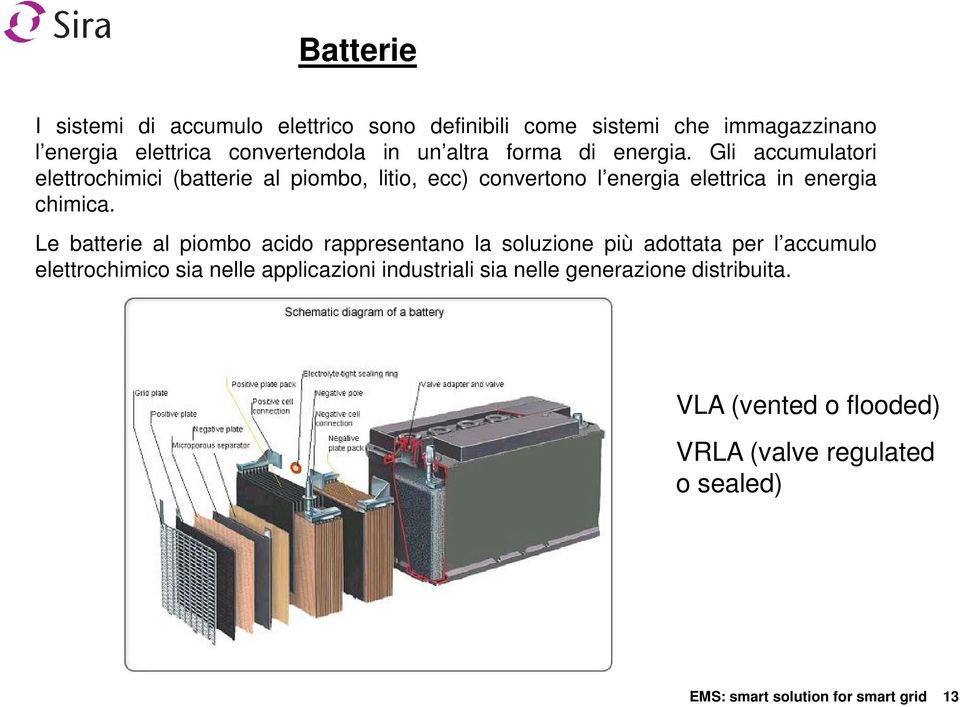 Gli accumulatori elettrochimici (batterie al piombo, litio, ecc) convertono l energia elettrica in energia chimica.