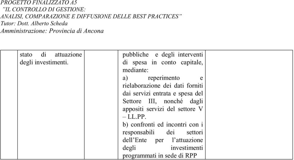 frniti dai servizi entrata e spesa del Settre III, nnché dagli appsiti servizi del settre V LL.PP.