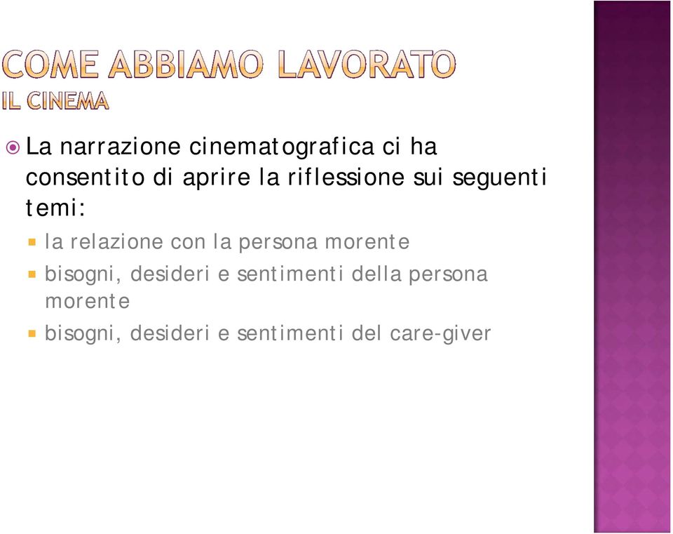 persona morente bisogni, desideri e sentimenti della