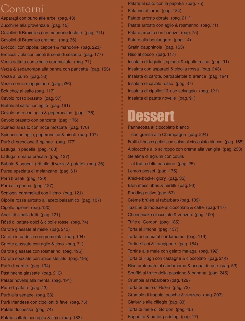 71) Verza & sedanorapa alla panna con pancetta (pag. 153) Verza al burro (pag. 33) Verza con la maggiorana (pag. p36) Bok choy al salto (pag. 117) Cavolo rosso brasato (pag.