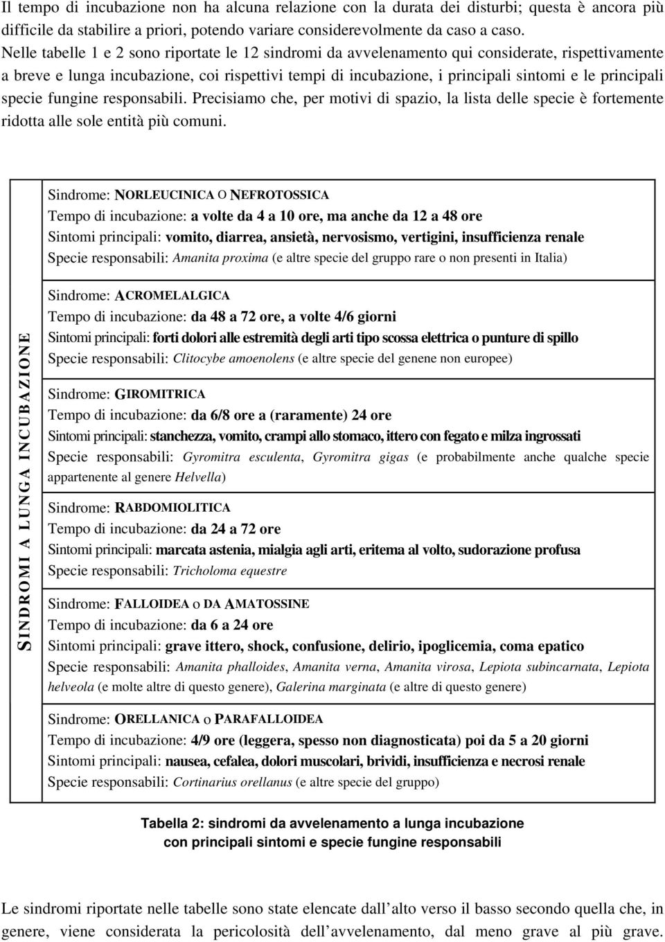 principali specie fungine responsabili. Precisiamo che, per motivi di spazio, la lista delle specie è fortemente ridotta alle sole entità più comuni.