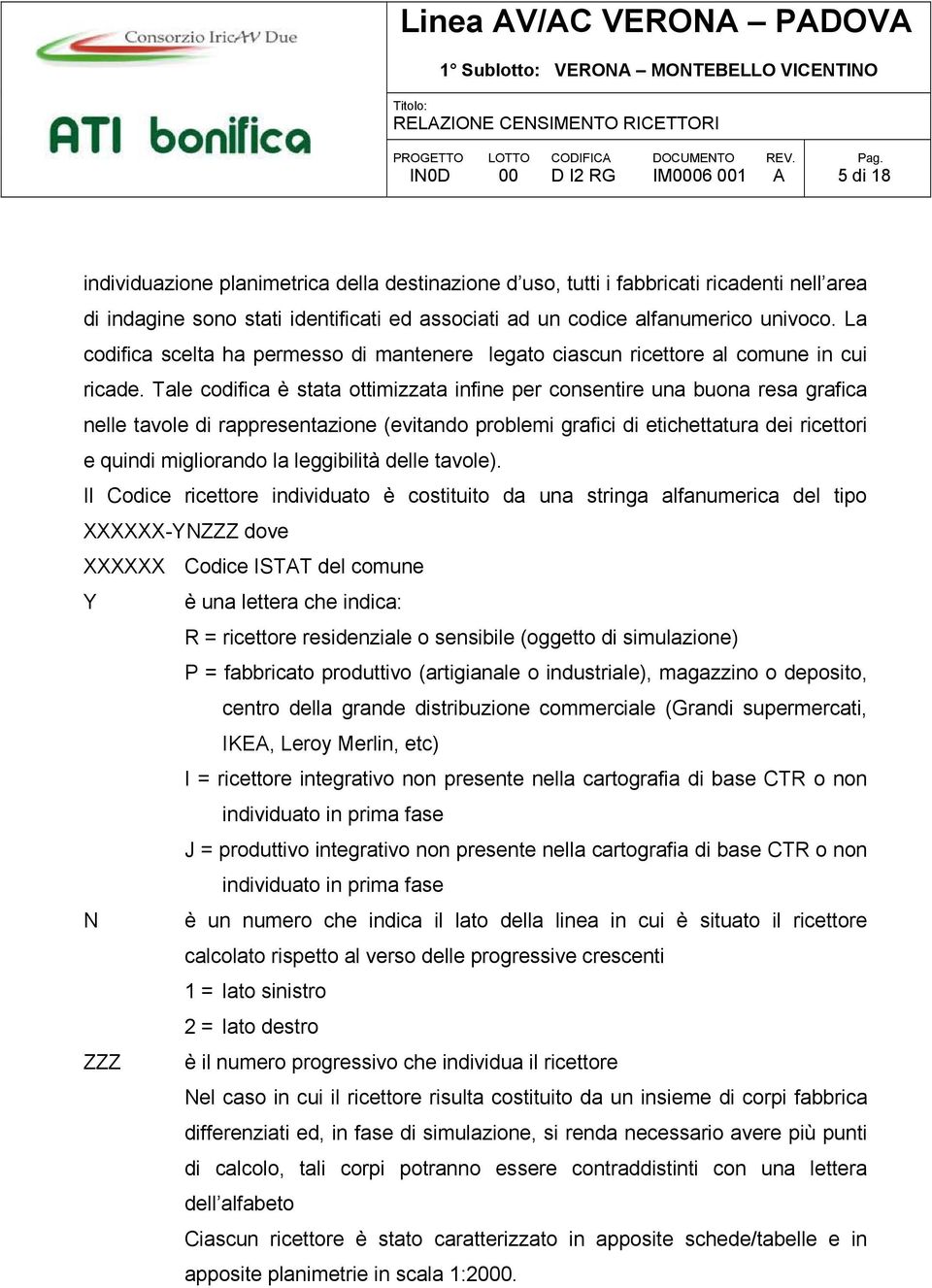 Tale codifica è stata ottimizzata infine per consentire una buona resa grafica nelle tavole di rappresentazione (evitando problemi grafici di etichettatura dei ricettori e quindi migliorando la