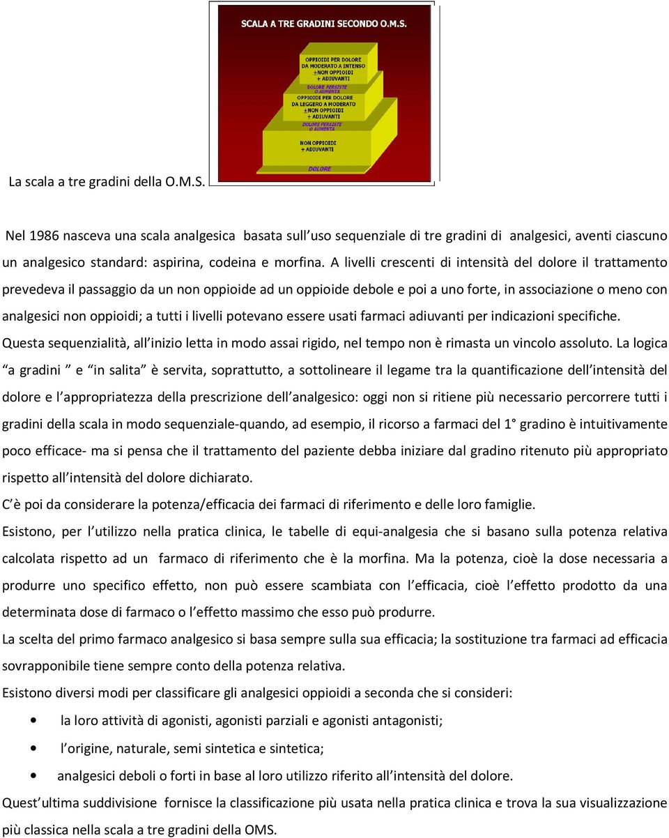 tutti i livelli potevano essere usati farmaci adiuvanti per indicazioni specifiche. Questa sequenzialità, all inizio letta in modo assai rigido, nel tempo non è rimasta un vincolo assoluto.