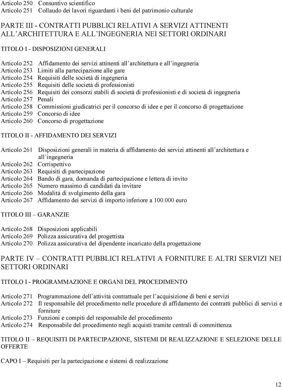 Articolo 254 Requisiti delle società di ingegneria Articolo 255 Requisiti delle società di professionisti Articolo 256 Requisiti dei consorzi stabili di società di professionisti e di società di