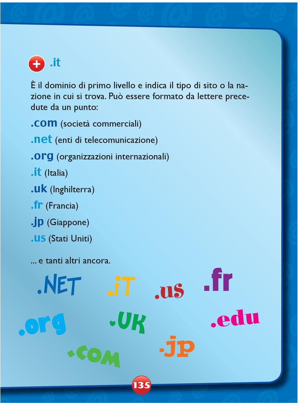 net (enti di telecomunicazione).org (organizzazioni internazionali).it (Italia).