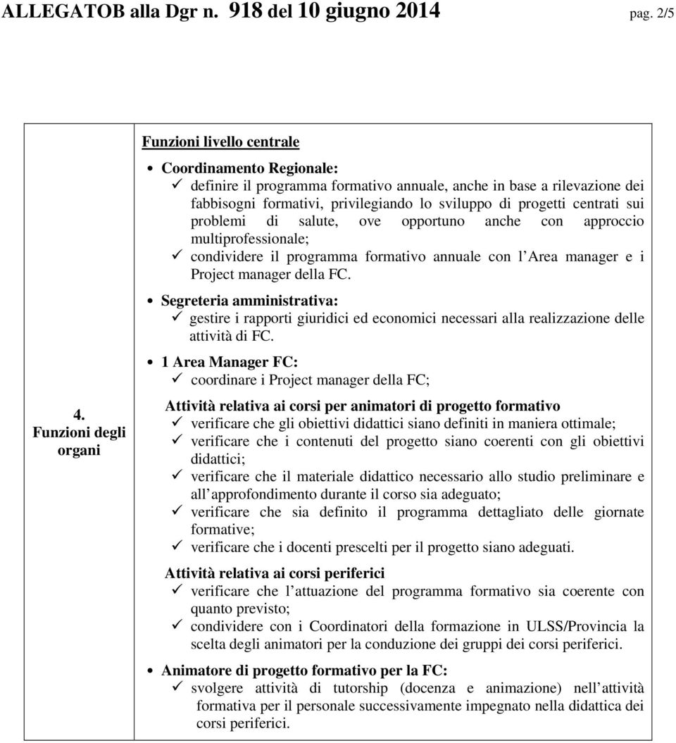 di progetti centrati sui problemi di salute, ove opportuno anche con approccio multiprofessionale; condividere il programma formativo annuale con l Area manager e i Project manager della FC.