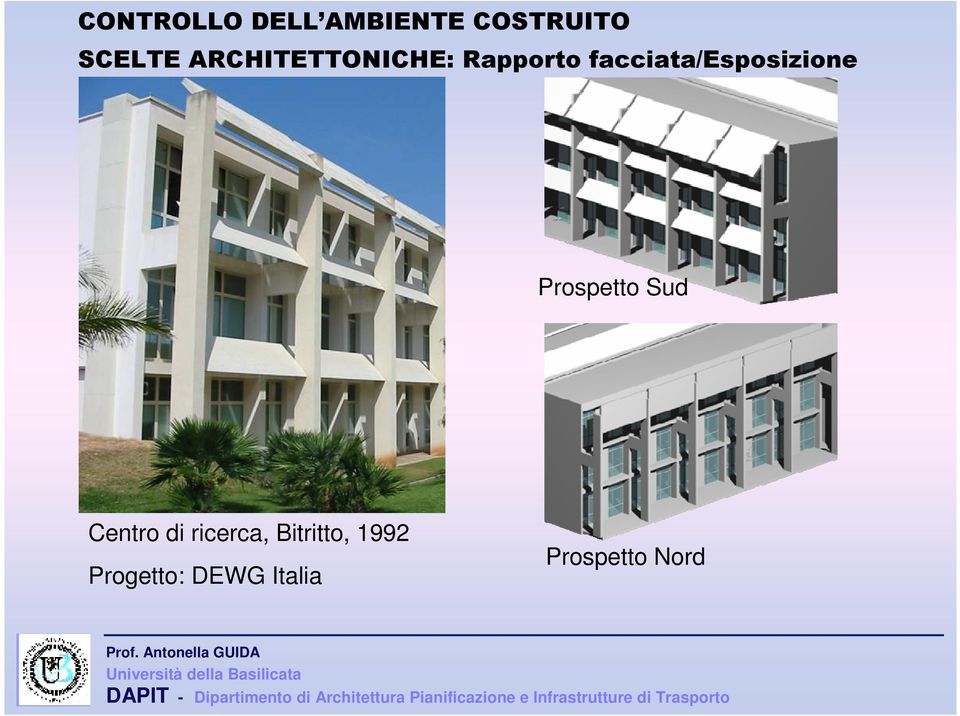 facciata/esposizione Prospetto Sud Centro