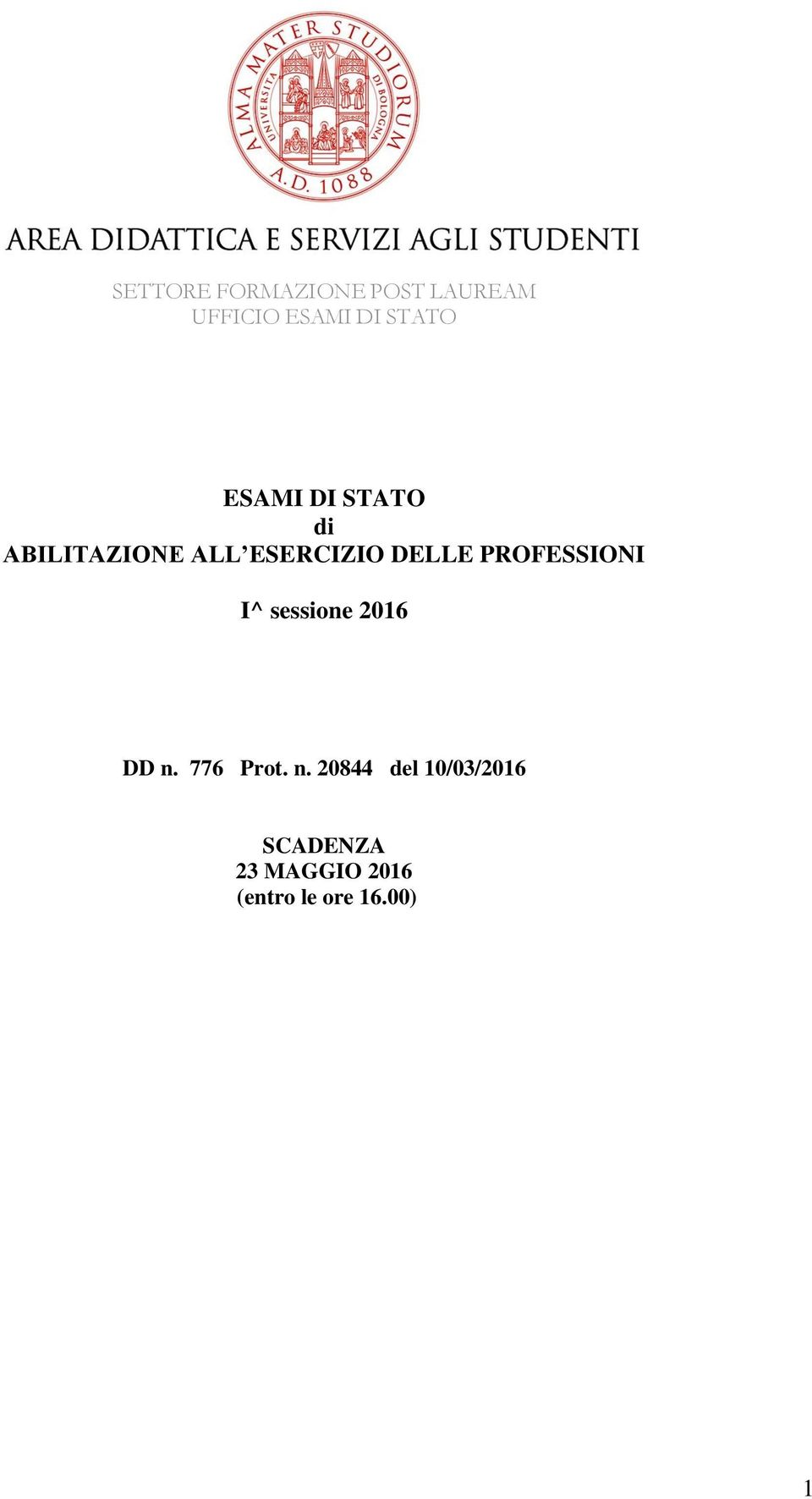 PROFESSIONI I^ sessione 2016 DD n.