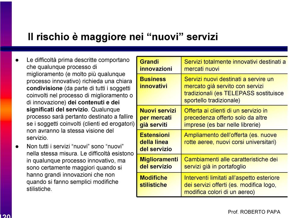 Qualunque processo sarà pertanto destinato a fallire se i soggetti coinvolti (clienti ed erogatori) non avranno la stessa visione del servizio.