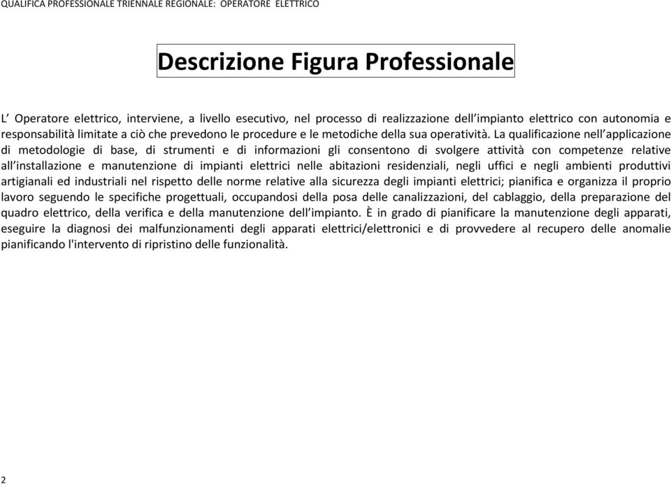 La qualificazione nell applicazione di metodologie di base, di strumenti e di informazioni gli consentono di svolgere attività con competenze relative all installazione e manutenzione di impianti