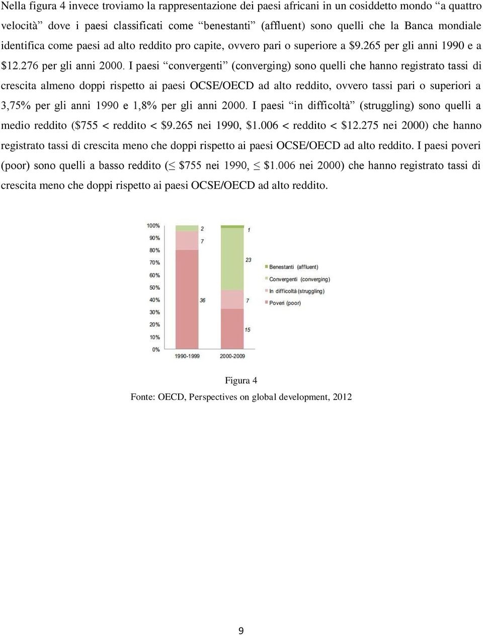 I paesi convergenti (converging) sono quelli che hanno registrato tassi di crescita almeno doppi rispetto ai paesi OCSE/OECD ad alto reddito, ovvero tassi pari o superiori a 3,75% per gli anni 1990 e