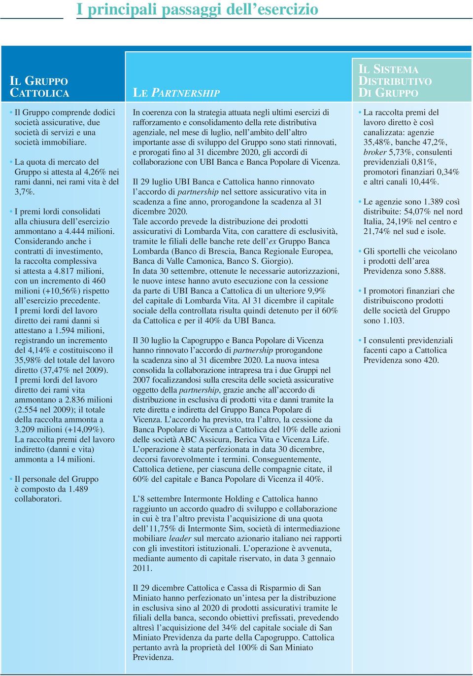 Considerando anche i contratti di investimento, la raccolta complessiva si attesta a 4.817 milioni, con un incremento di 460 milioni (+10,56%) rispetto all esercizio precedente.