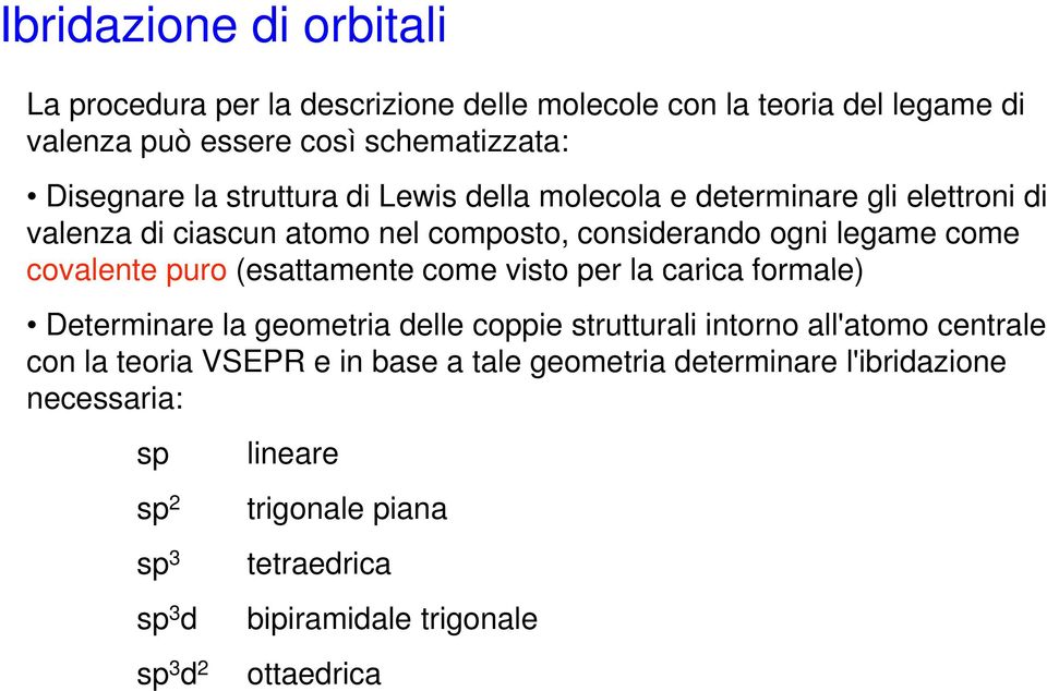 (esattamente come visto per la carica formale) Determinare la geometria delle coppie strutturali intorno all'atomo centrale con la teoria VSEPR e in