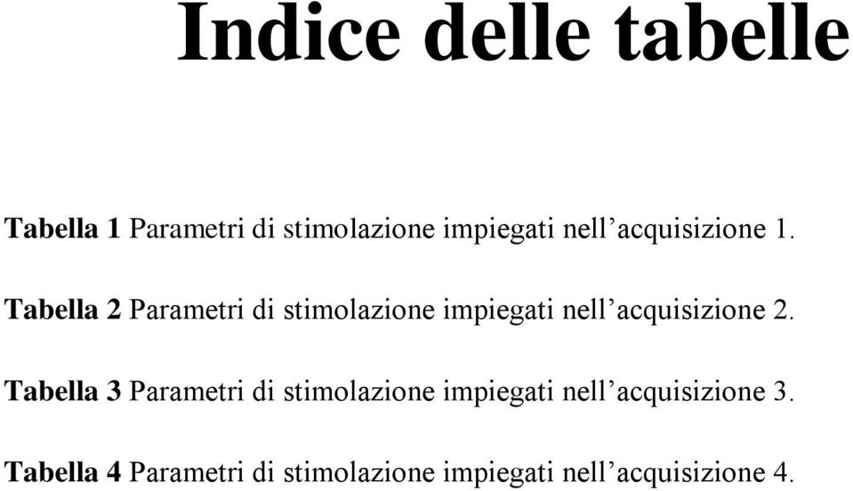 Tabella 2 Parametri di stimolazione impiegati nell acquisizione 2.