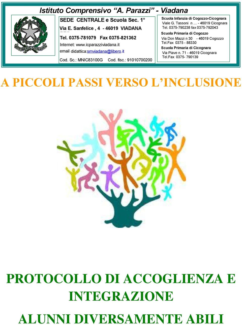 : 91010700200 Scuola Infanzia di Cogozzo-Cicognara Viale G. Tassoni n - 46019 Cicognara Tel.