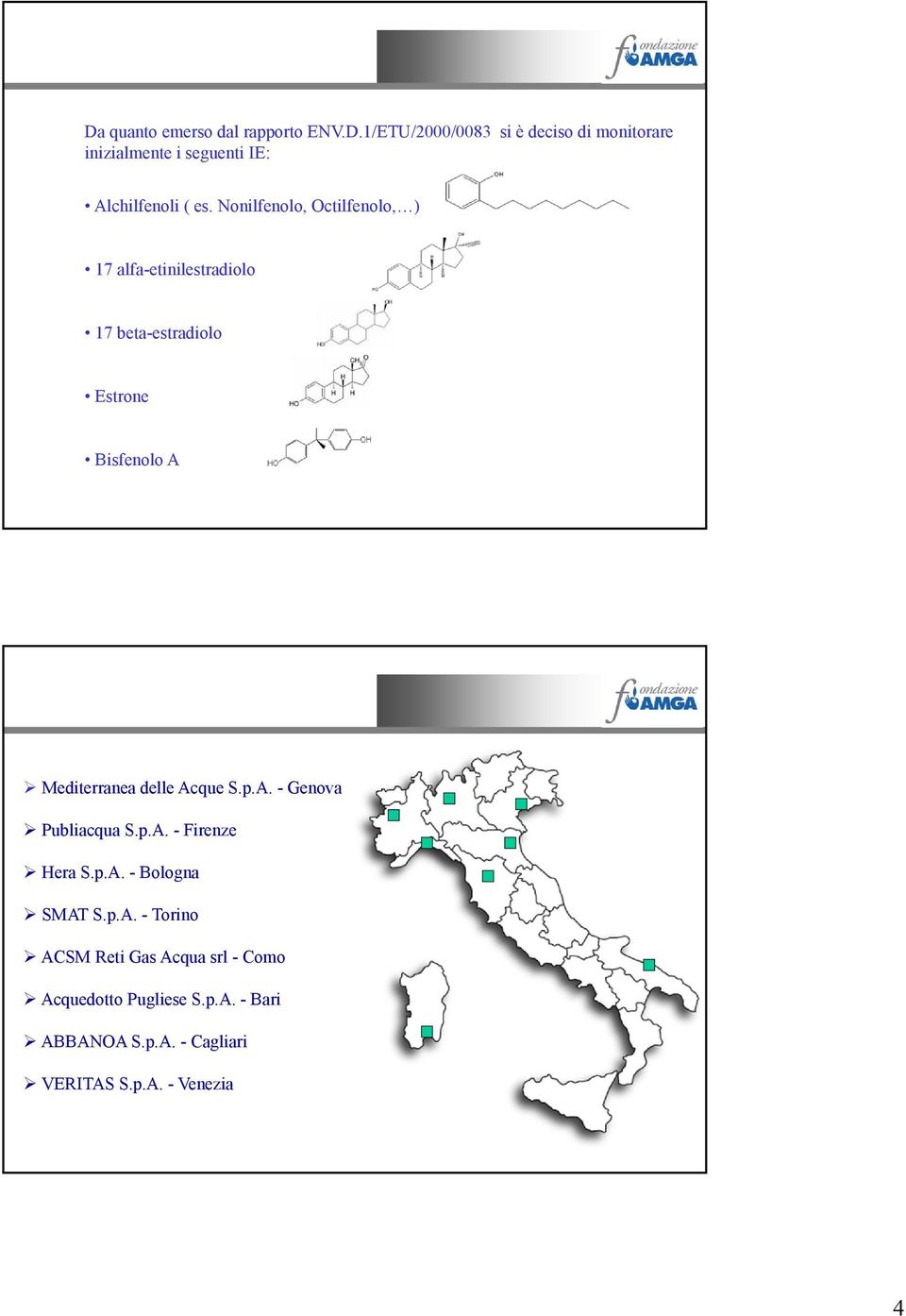 Acque S.p.A. - Genova Publiacqua S.p.A. - Firenze Hera S.p.A. - Bologna SMAT S.p.A. - Torino ACSM Reti Gas Acqua srl - Como Acquedotto Pugliese S.