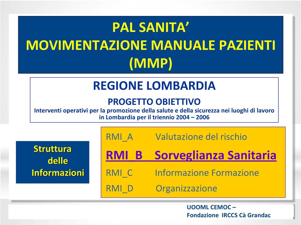 lavoro in Lombardia per il triennio 2004 2006 Struttura delle Informazioni RMI_A