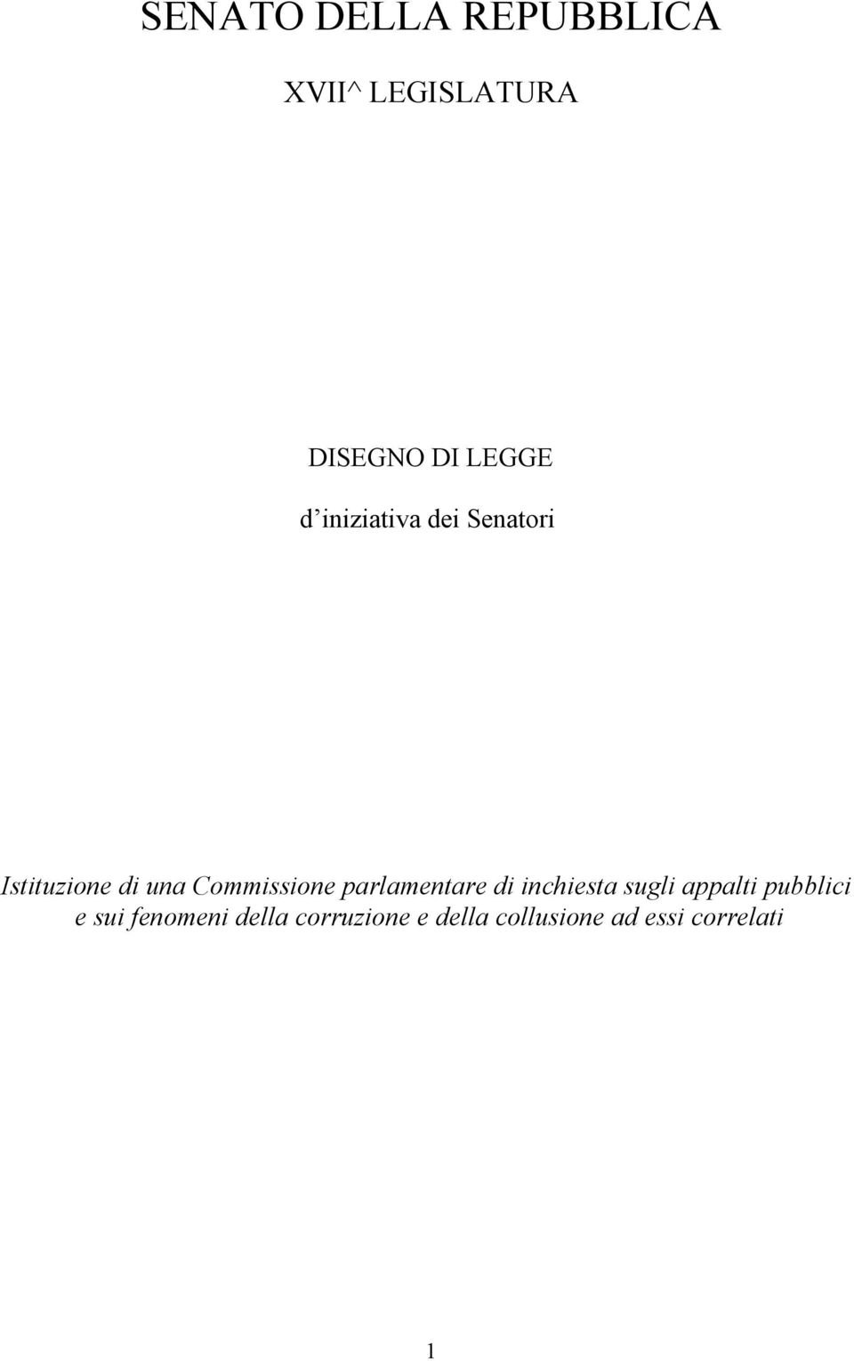 parlamentare di inchiesta sugli appalti pubblici e sui