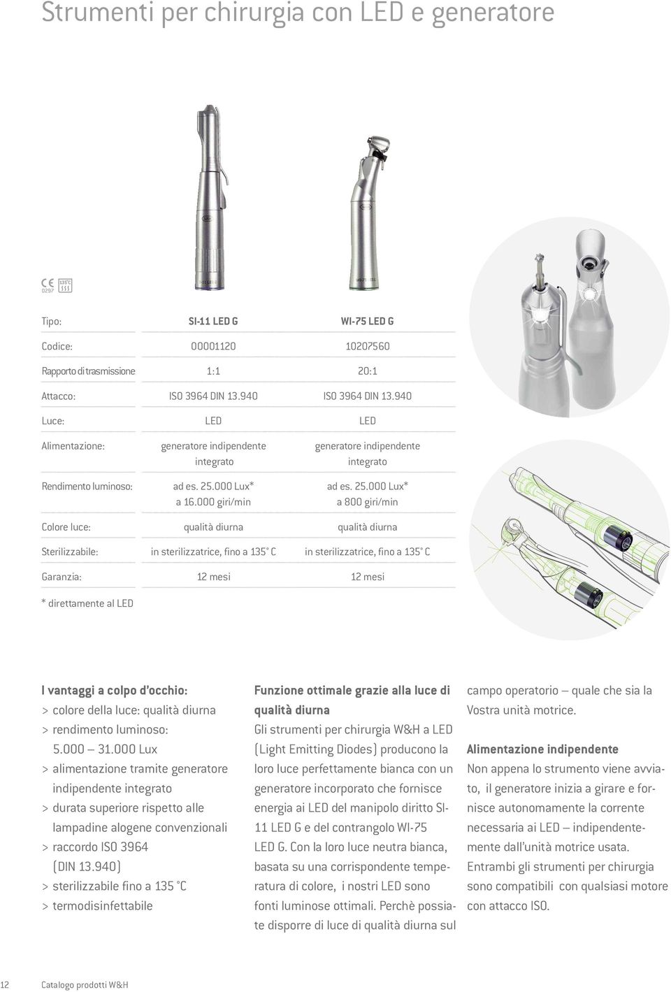 000 giri/min a 800 giri/min Colore luce: qualità diurna qualità diurna Sterilizzabile: in sterilizzatrice, fino a 135 C in sterilizzatrice, fino a 135 C Garanzia: 12 mesi 12 mesi * direttamente al