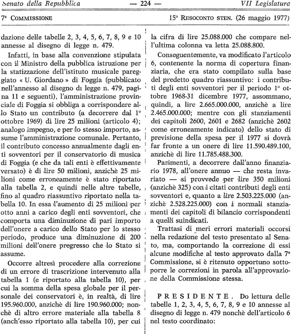 Giordano» di Foggia (pubblicato nell'annesso al disegno di legge n.
