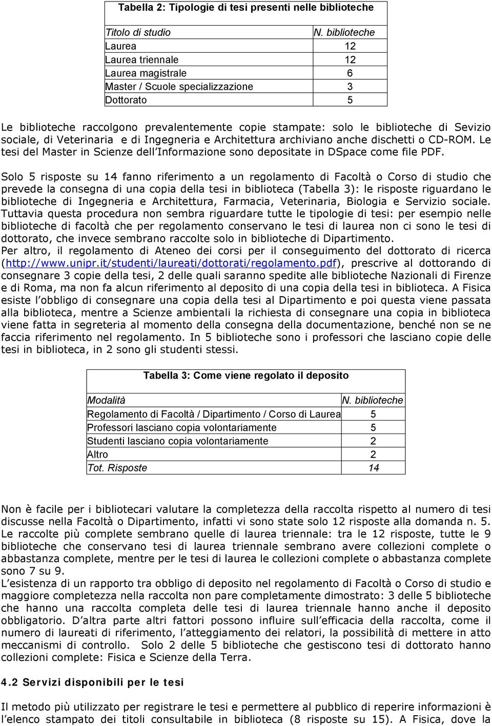 sociale, di Veterinaria e di Ingegneria e Architettura archiviano anche dischetti o CD-ROM. Le tesi del Master in Scienze dell Informazione sono depositate in DSpace come file PDF.