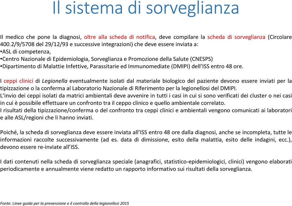 Malattie Infettive, Parassitarie ed Immunomediate (DMIPI) dell ISS entro 48 ore.