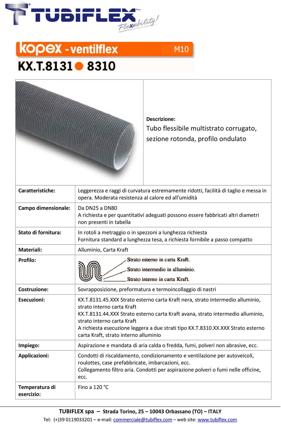 fornitura: Materiali: In rotoli a metraggio o in spezzoni a lunghezza richiesta Fornitura standard a lunghezza tesa, a richiesta fornibile a passo compatto Alluminio, Carta Kraft Profilo: