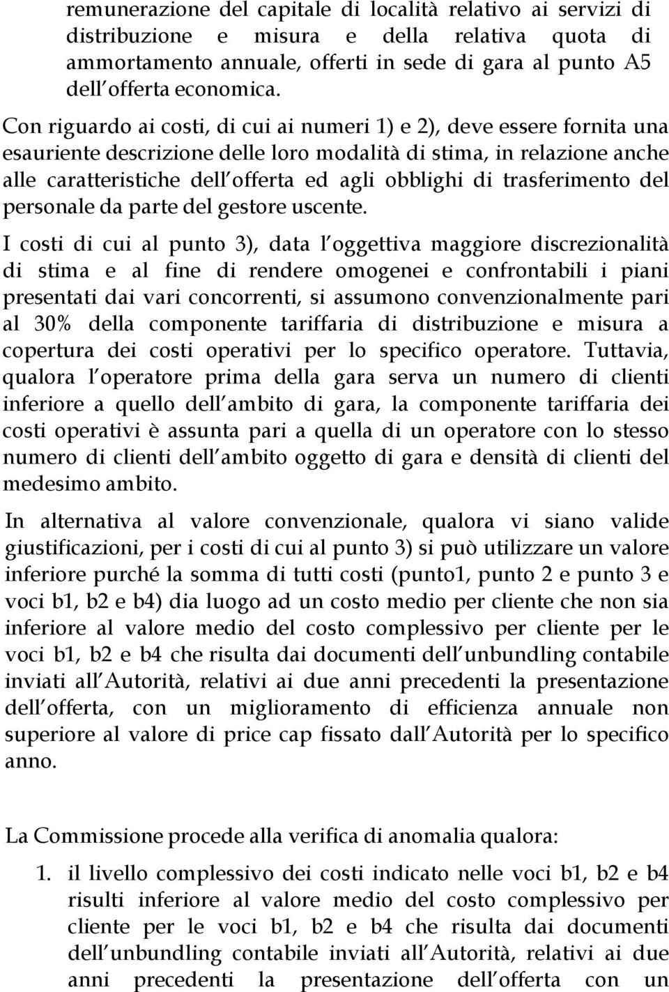 trasferimento del personale da parte del gestore uscente.