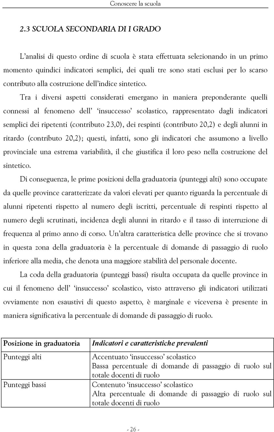 Tra i diversi aspetti considerati emergano in maniera preponderante quelli connessi al fenomeno dell insuccesso scolastico, rappresentato dagli indicatori semplici dei ripetenti (contributo 23,0),